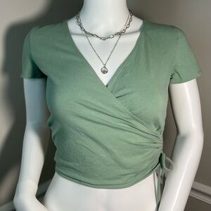 Hollister Cropped Faux Wrap Baby Tee Size Small